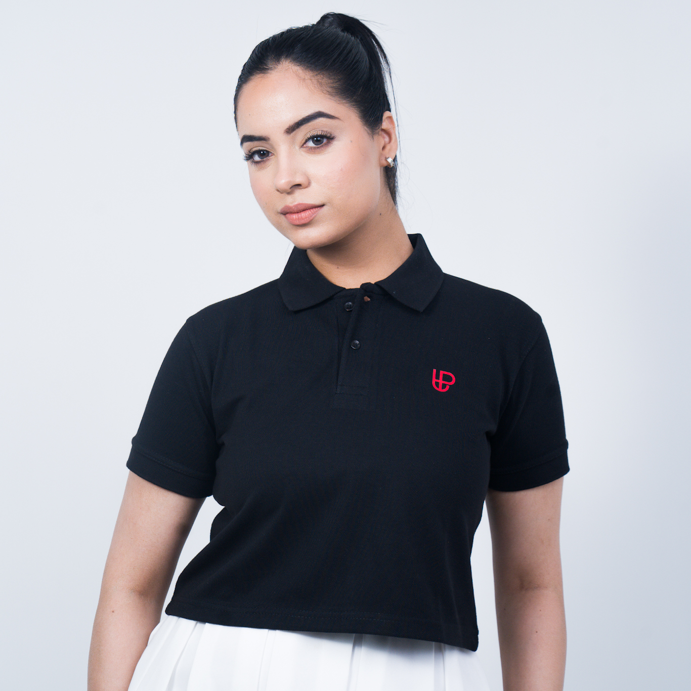 Black Polo Crop Top